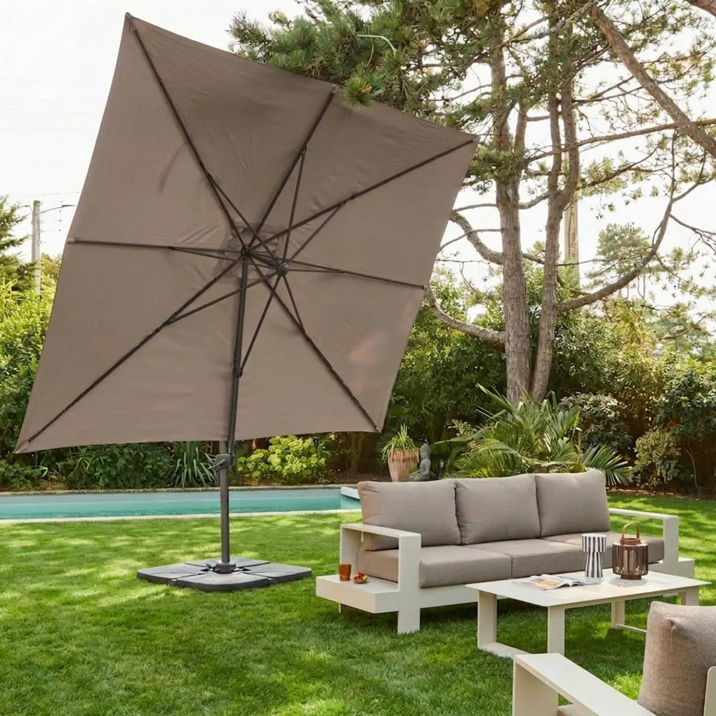 Rechthoekige zweefparasol 3x4m