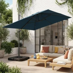 Rechthoekige zweefparasol 4x3m + ballasttegels 50x50cm