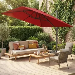 Rechthoekige zweefparasol 4x3m + ballasttegels 50x50cm