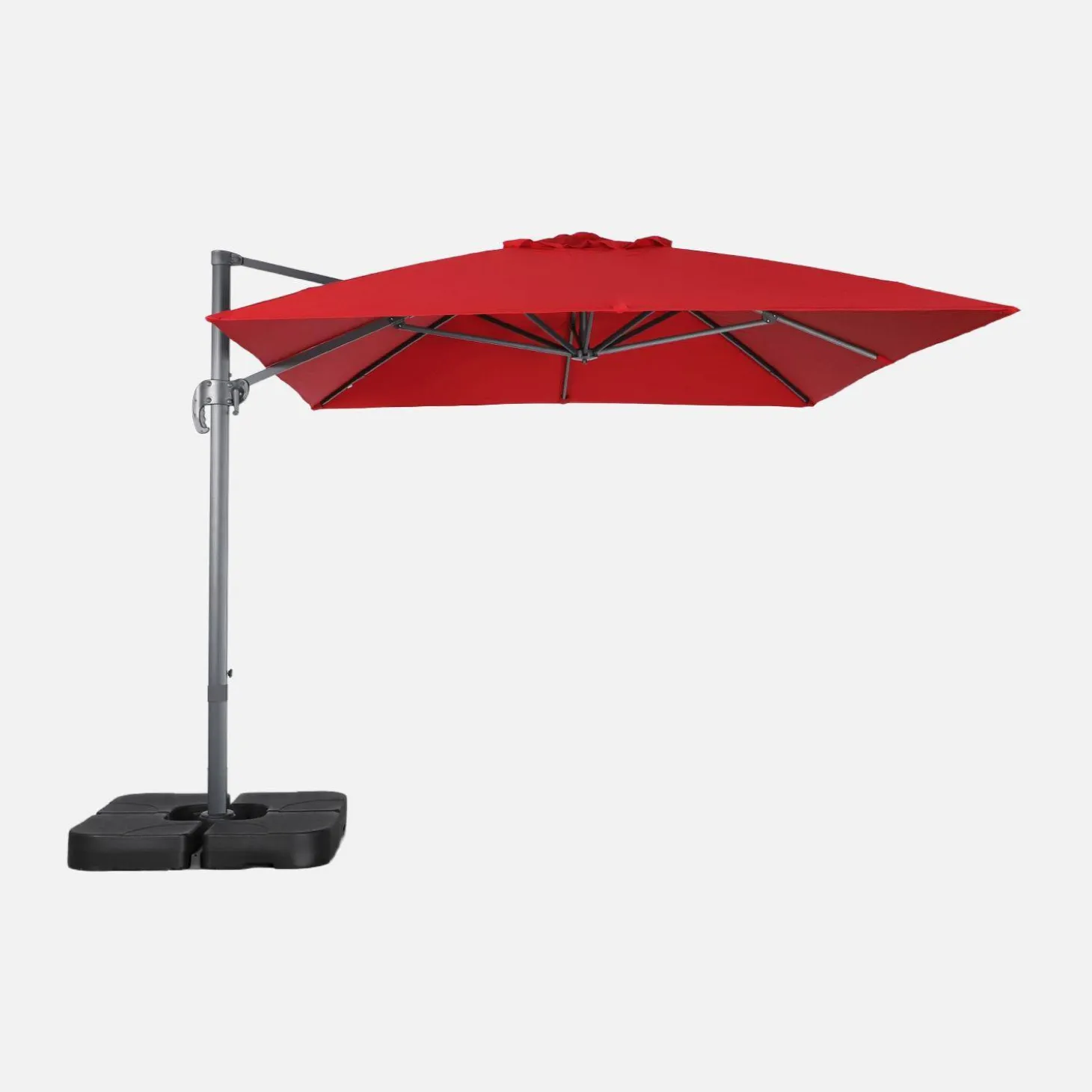 Rechthoekige zweefparasol 4x3m + ballasttegels 50x50cm