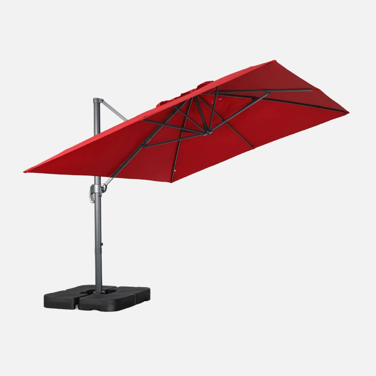 Rechthoekige zweefparasol 4x3m + ballasttegels 50x50cm