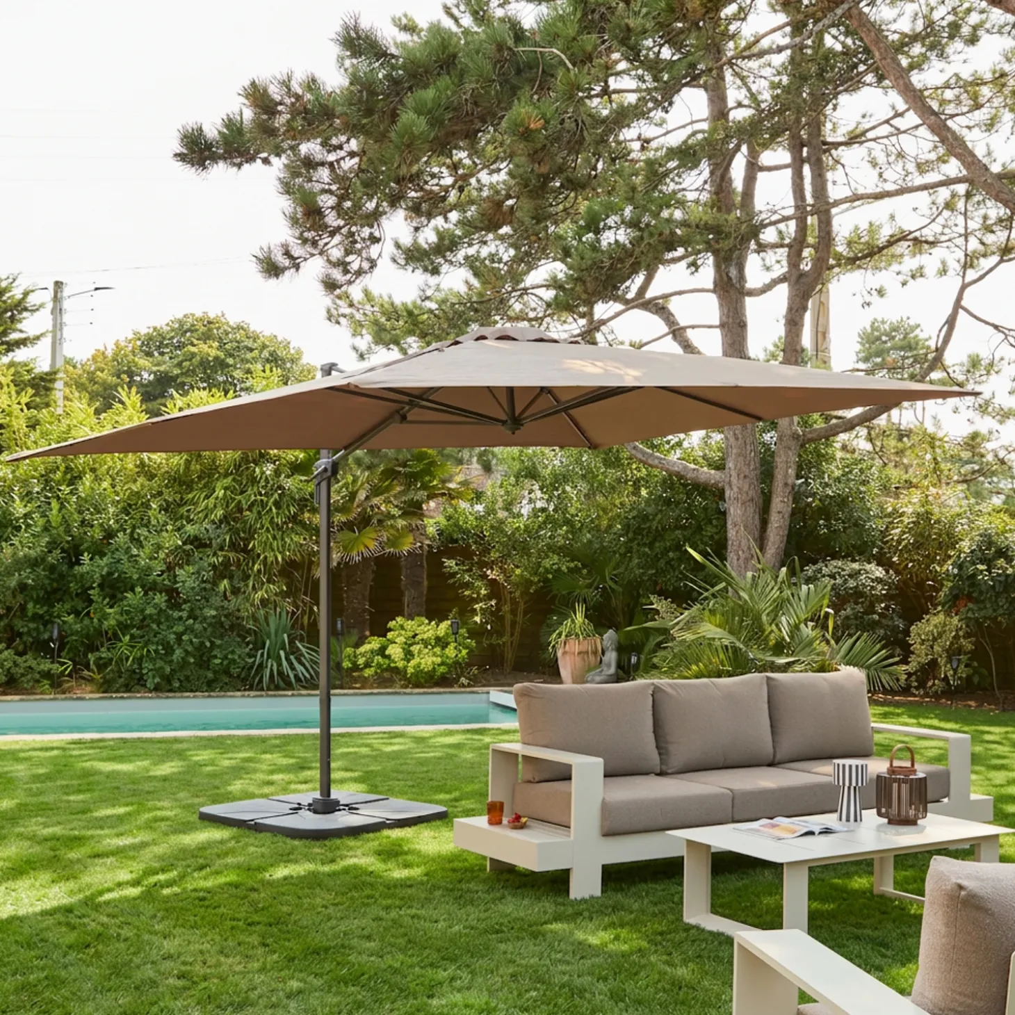 Rechthoekige zweefparasol 3x4m