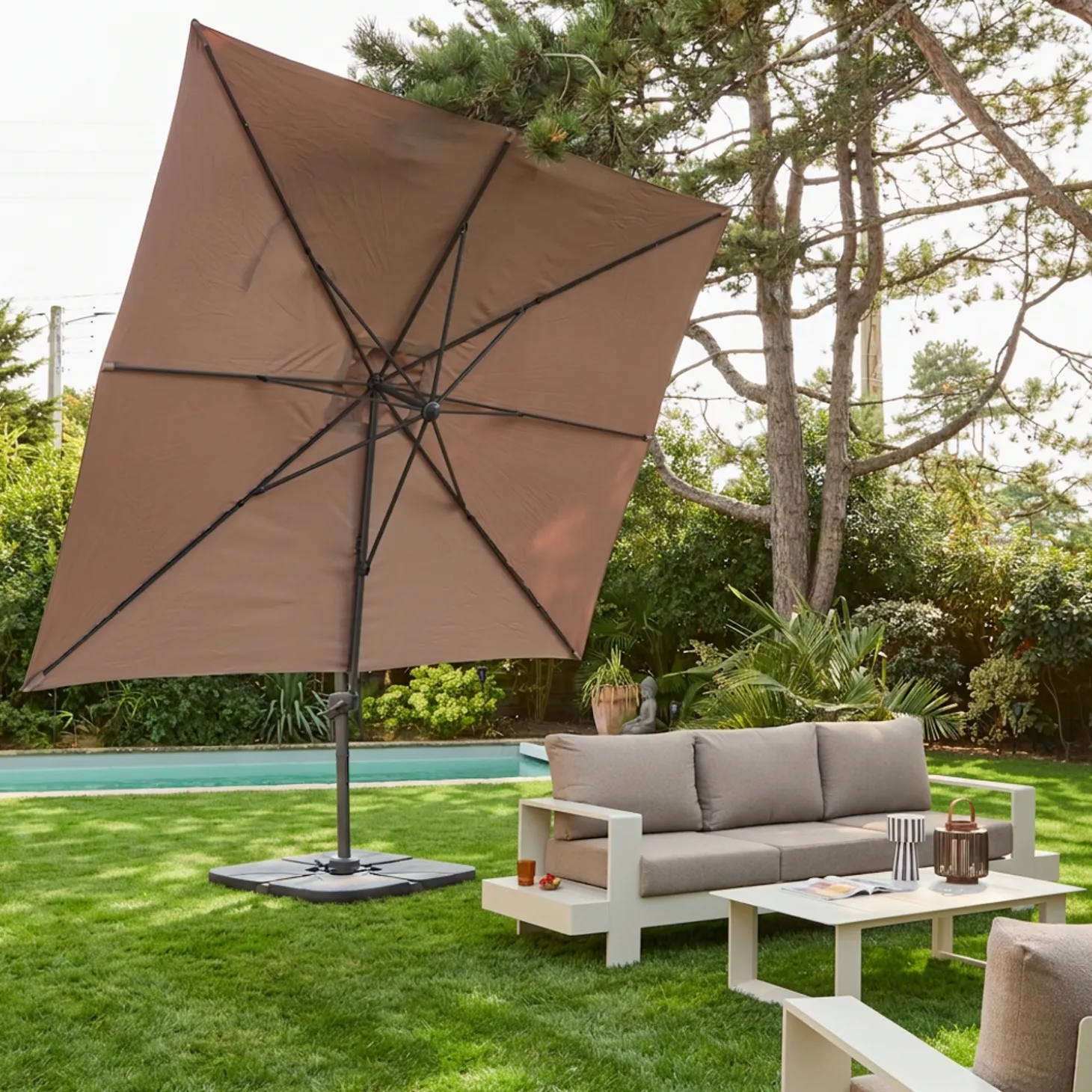 Rechthoekige zweefparasol 3x4m
