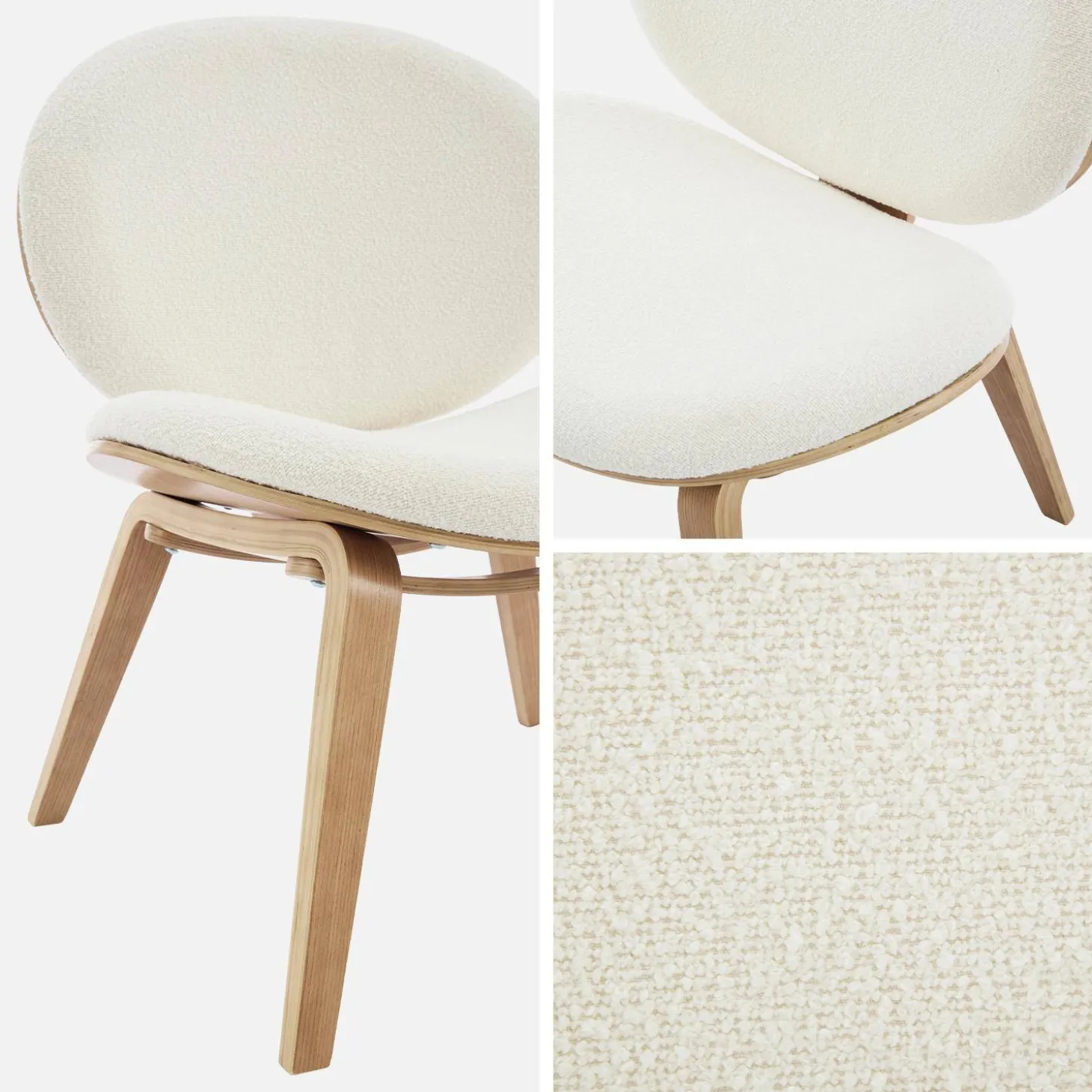 Relaxfauteuil met gebogen hout en gestructureerde badstof afwerking