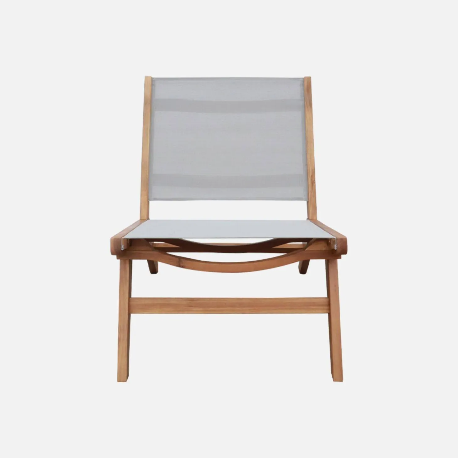 Relaxstoelen van acaciahout en textileen (set van 2)