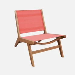 Relaxstoelen van acaciahout en textileen (set van 2)