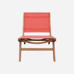 Relaxstoelen van acaciahout en textileen (set van 2)