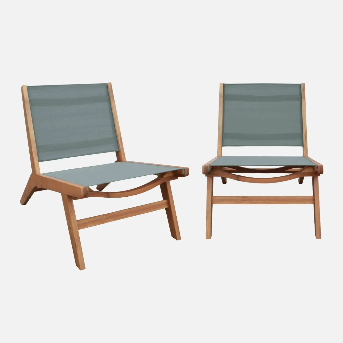 Relaxstoelen van acaciahout en textileen (set van 2)