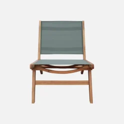 Relaxstoelen van acaciahout en textileen (set van 2)