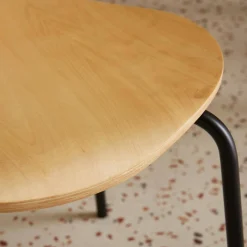 Retro stapelstoel, hout en multiplex (set van 4)