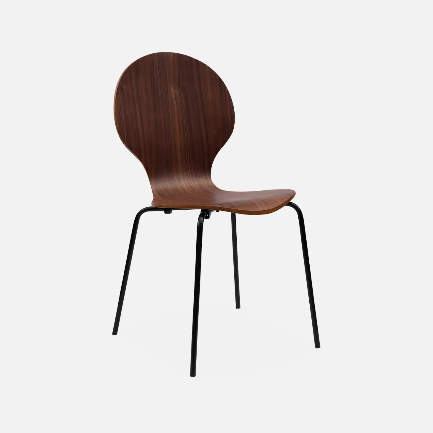 Retro stapelstoel, hout en multiplex (set van 4)