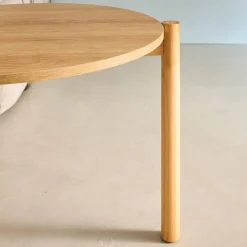 2 ronde bijzettafels, salontafel, houteffect