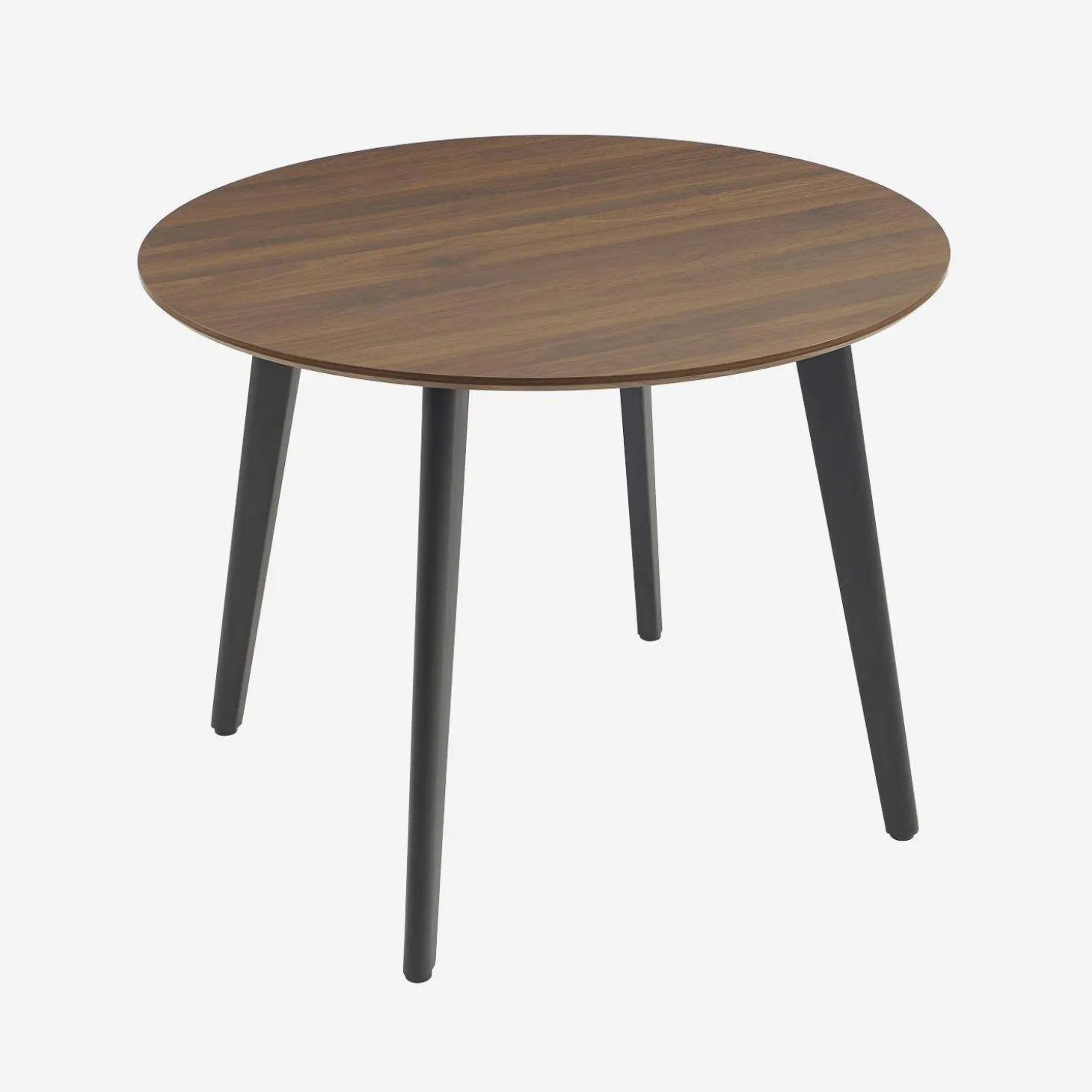 Ronde eettafel met houteffect en zwarte metalen poten voor 4 personen