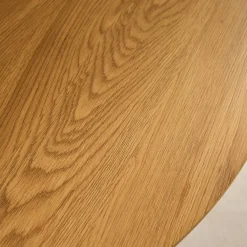Ronde eettafel met houteffect en zwarte metalen poten voor 4 personen