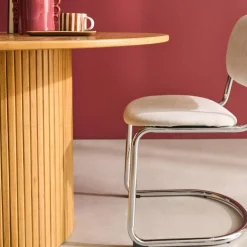 Ronde eettafel van rubberhout en eikenfineer 4 plaatsen