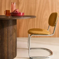Ronde eettafel van rubberhout en eikenfineer 4 plaatsen
