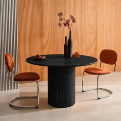 Ronde eettafel van rubberhout en eikenfineer 4 plaatsen