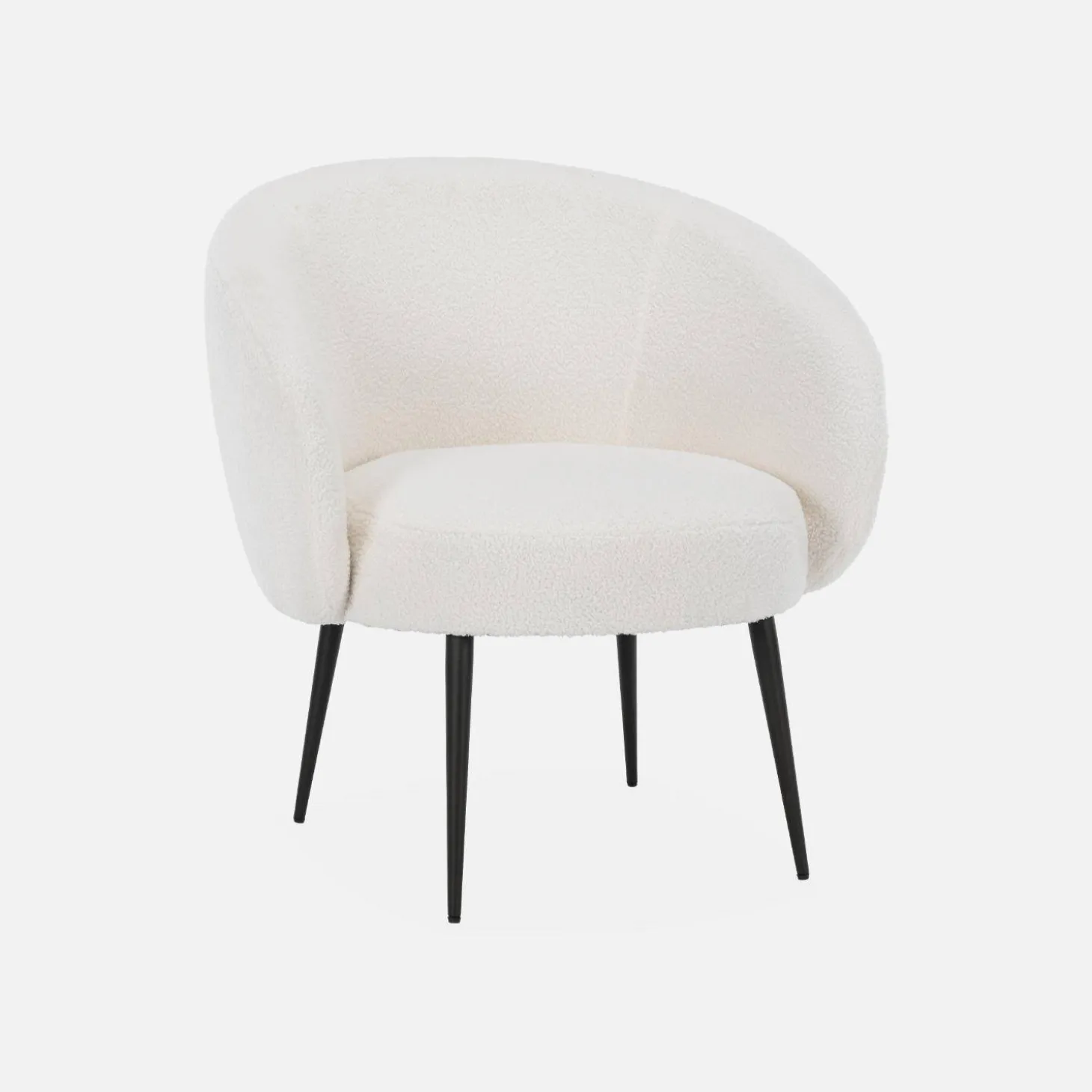 Ronde fauteuil in boucléstof, B 74 x D 72 x H 80,5cm