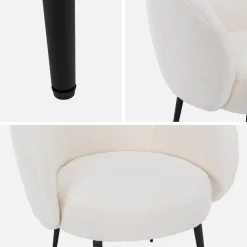 Ronde fauteuil in boucléstof, B 74 x D 72 x H 80,5cm
