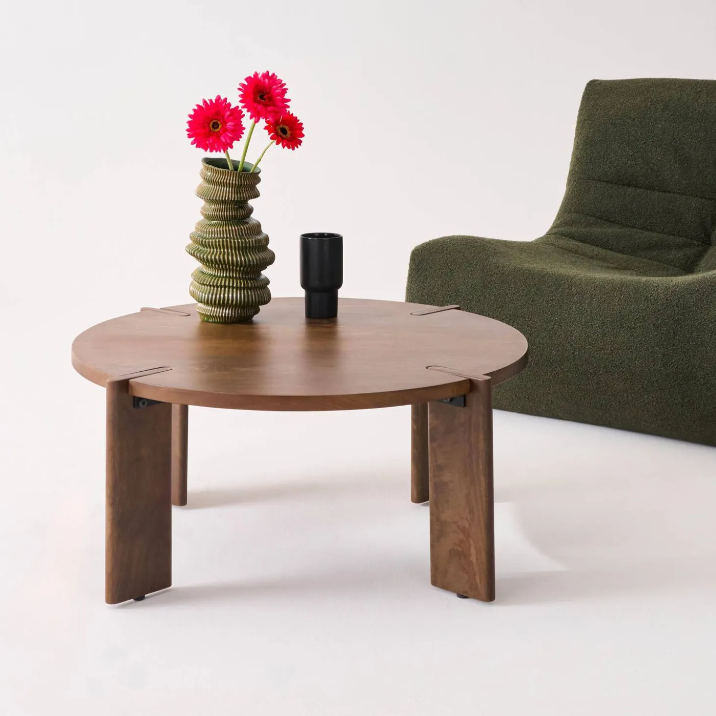 Ronde salontafel in massief hout 80cm