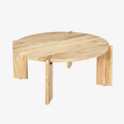 Ronde salontafel in massief hout 80cm