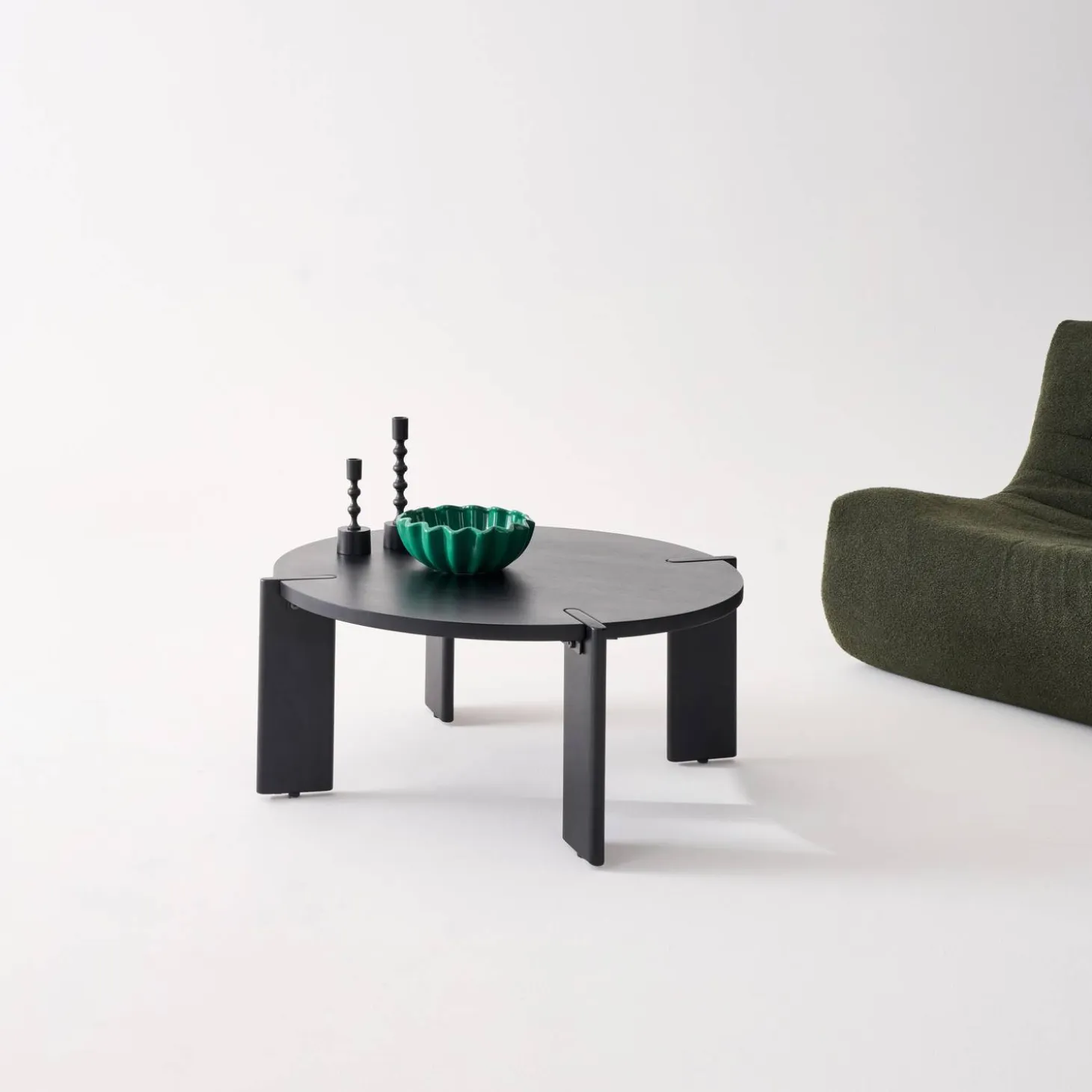 Ronde salontafel in massief hout 80cm
