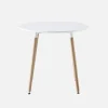 Ronde Scandinavische eettafel in hout, 2 stoelen