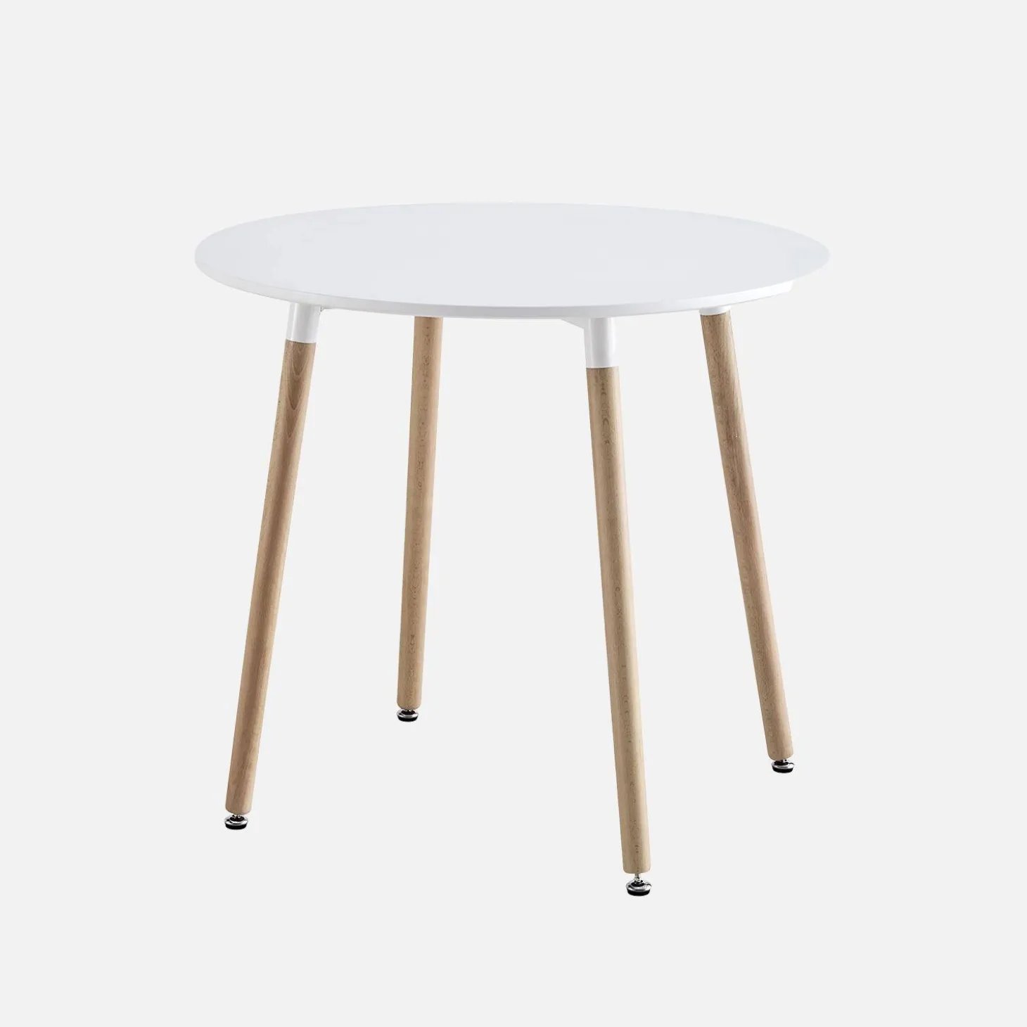 Ronde Scandinavische eettafel in hout, 2 stoelen