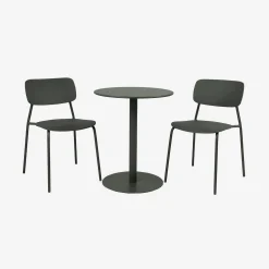 Ronde tuintafel + 2 stoelen staal