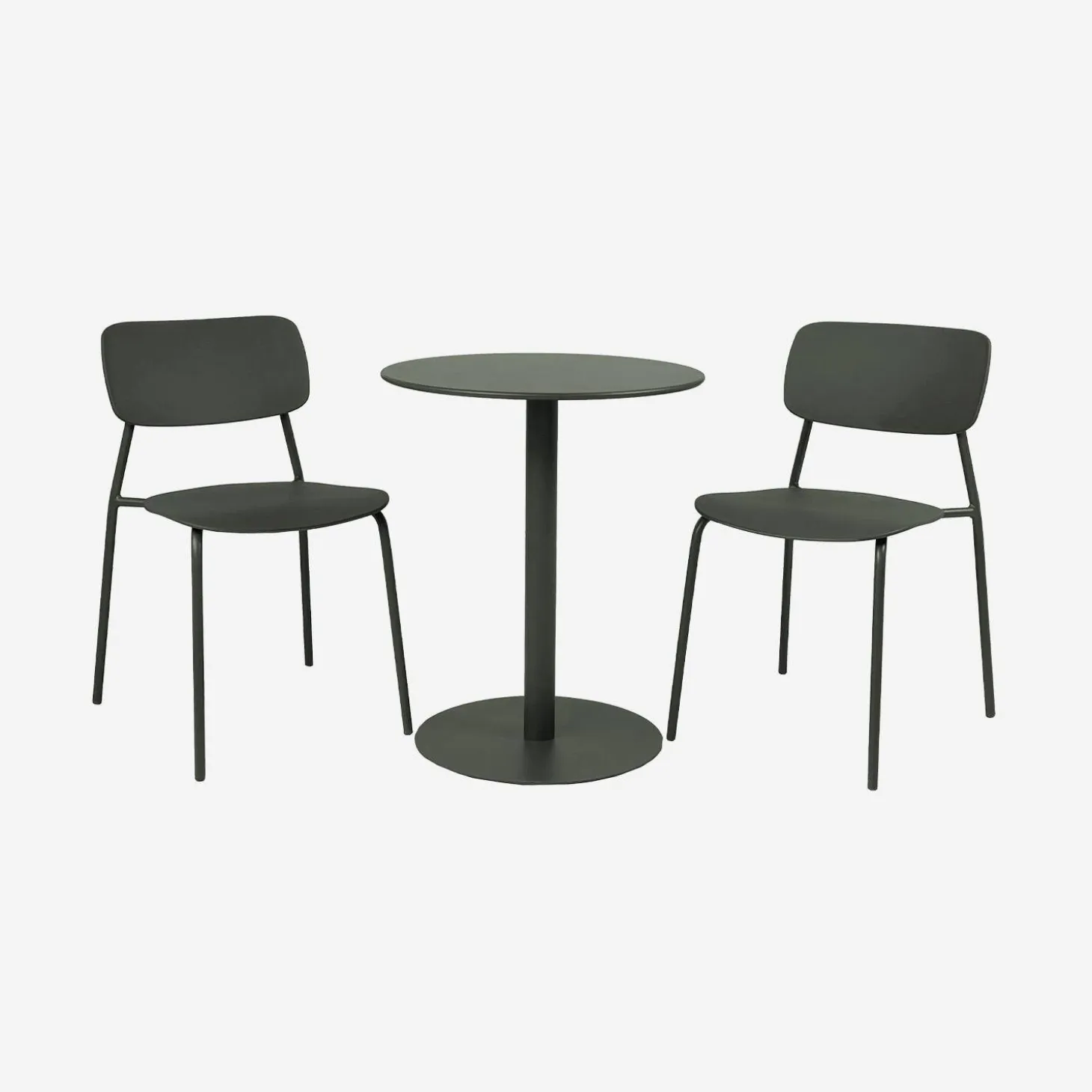 Ronde tuintafel + 2 stoelen staal