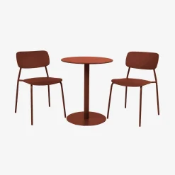 Ronde tuintafel + 2 stoelen staal