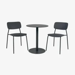 Ronde tuintafel + 2 stoelen staal