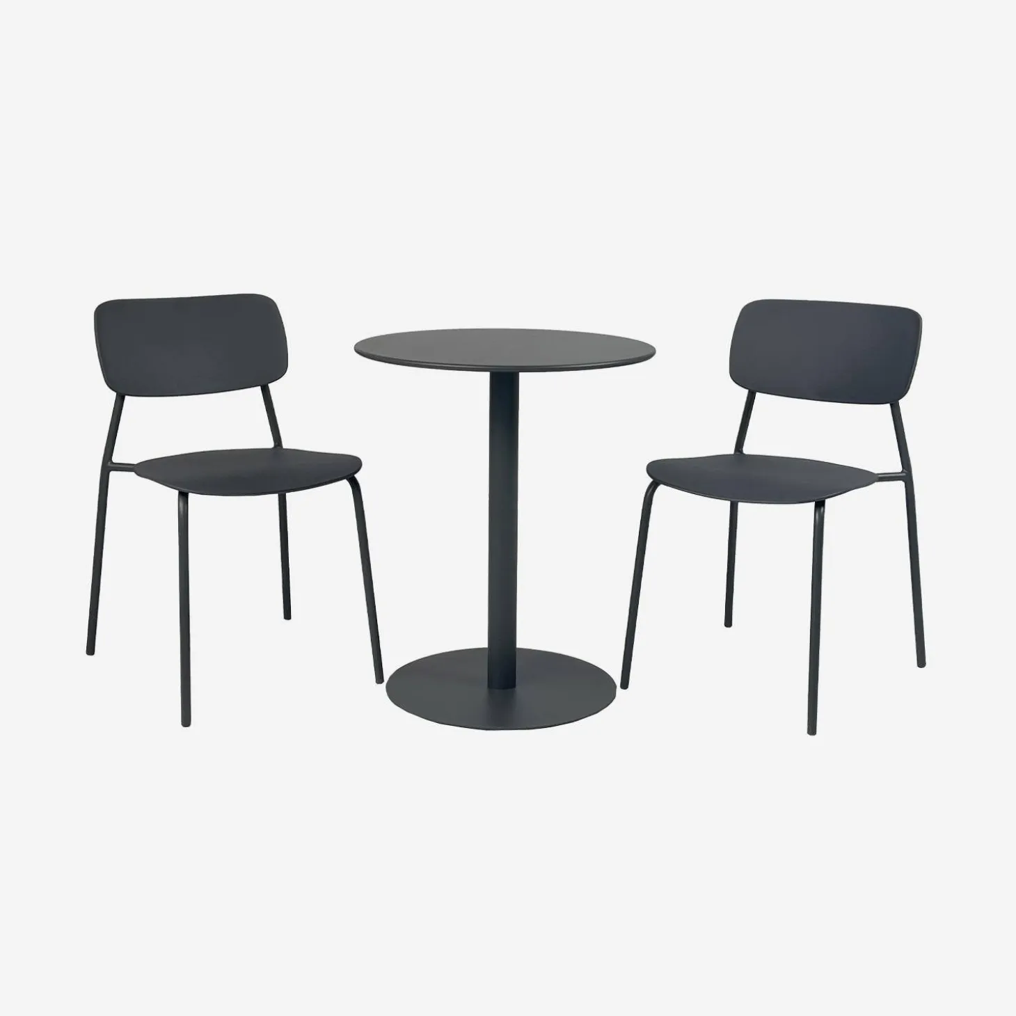 Ronde tuintafel + 2 stoelen staal