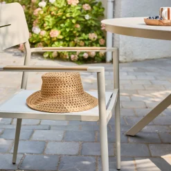 Ronde tuintafel van aluminium en glas met 6 stoelen