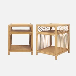 Rotan nachtkastje 1 plank 1 nis (set van 2)