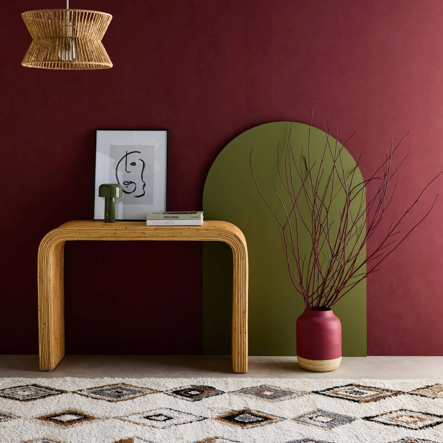 Rotan sidetable naturel, 110cm