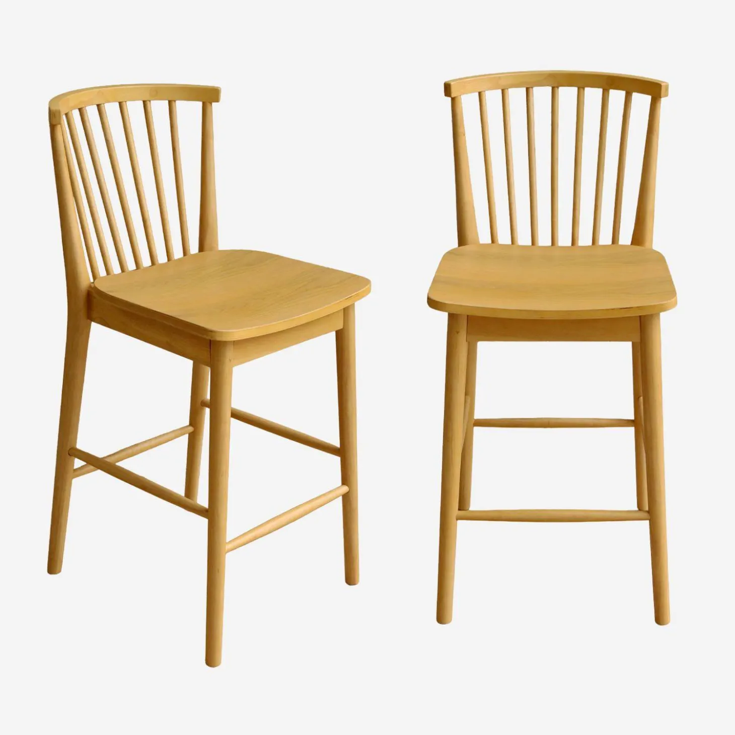 Rubberhouten barstoel met spijlen (set van 2)