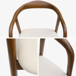 Rubberhouten en bouclé stoel (set van 2)