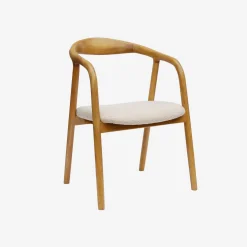 Rubberhouten en bouclé stoel (set van 2)