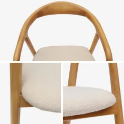 Rubberhouten en bouclé stoel (set van 2)