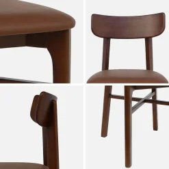 Rubberhout en kunstleren stoelen (set van 2)