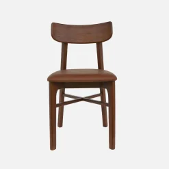 Rubberhout en kunstleren stoelen (set van 2)