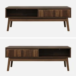 Salontafel in walnootkleurig hout, linear, L 110 x B 59 x H 39cm