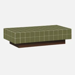 Salontafel met matte keramieklook tegels en houtdecor