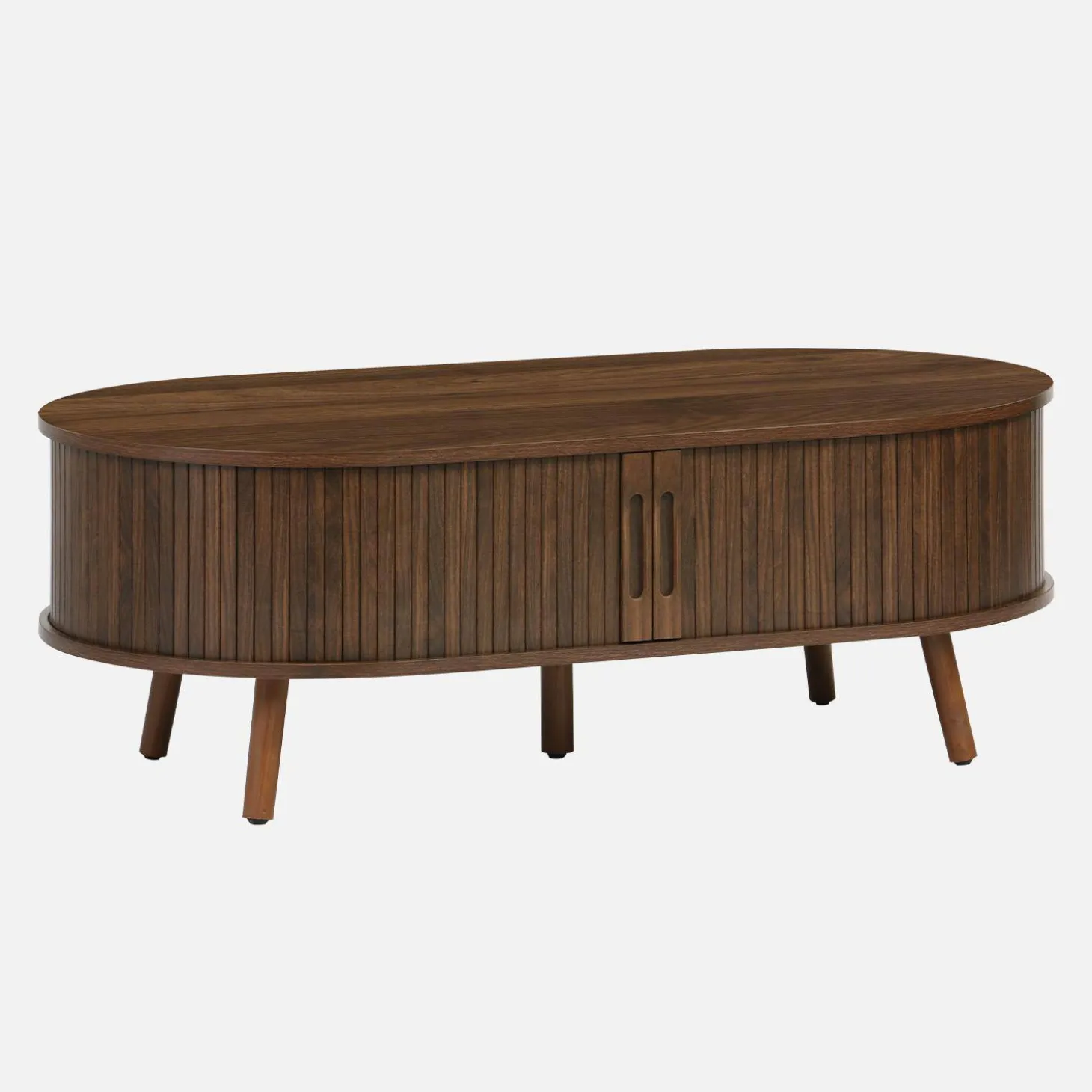 Salontafel met schuifdeuren en vakken met houteffect 110cm