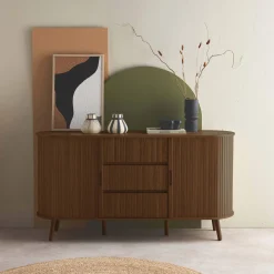 Scandinavisch dressoir met 2 schuifdeuren en 3 lades 150cm