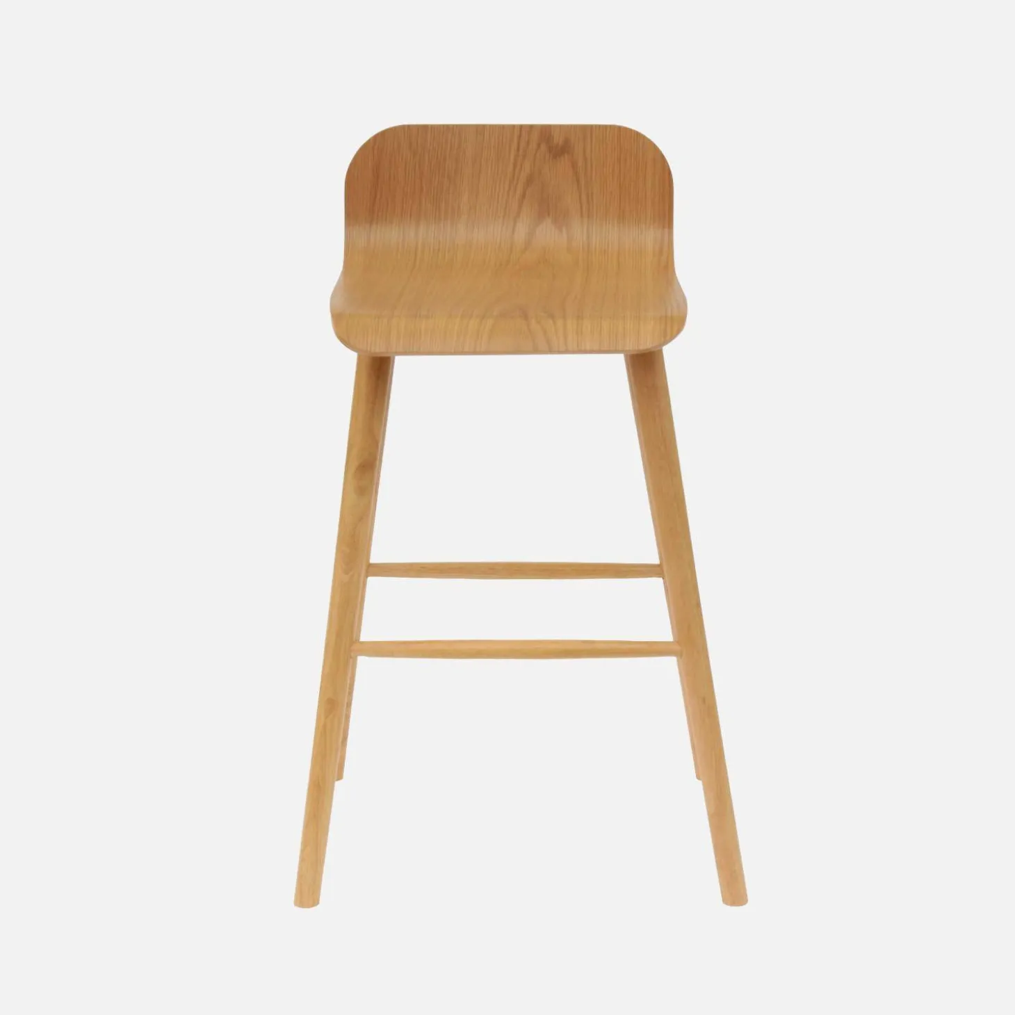 Scandinavische barkrukken van rubberhout (set van 2)