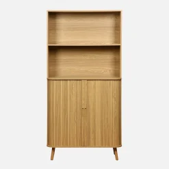 Scandinavische boekenkast met 2 schuifdeuren en plank 80cm