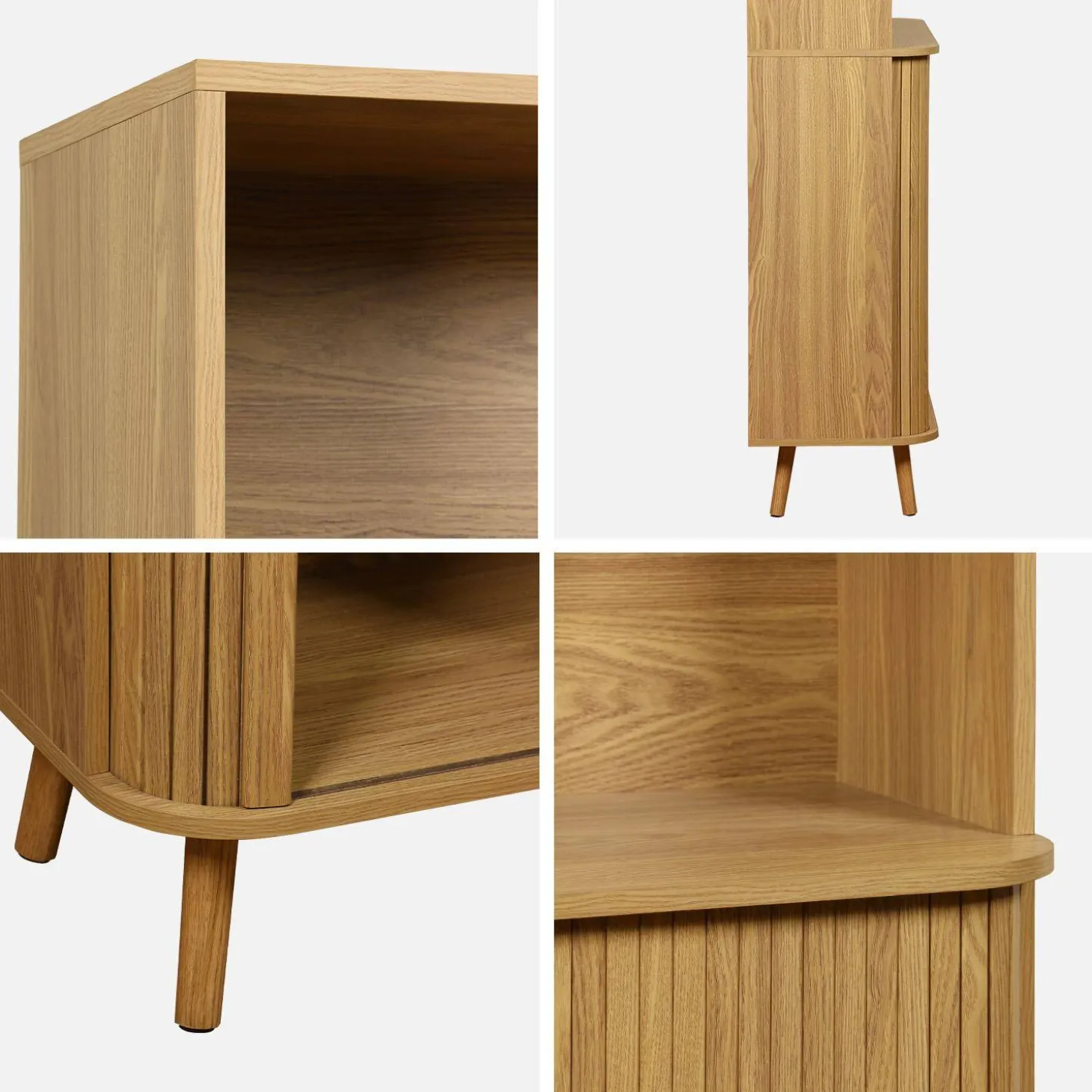 Scandinavische boekenkast met 2 schuifdeuren en plank 80cm