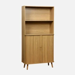 Scandinavische boekenkast met 2 schuifdeuren en plank 80cm